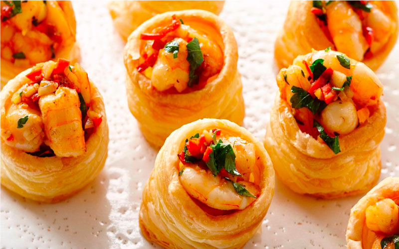 volovanes con gambas