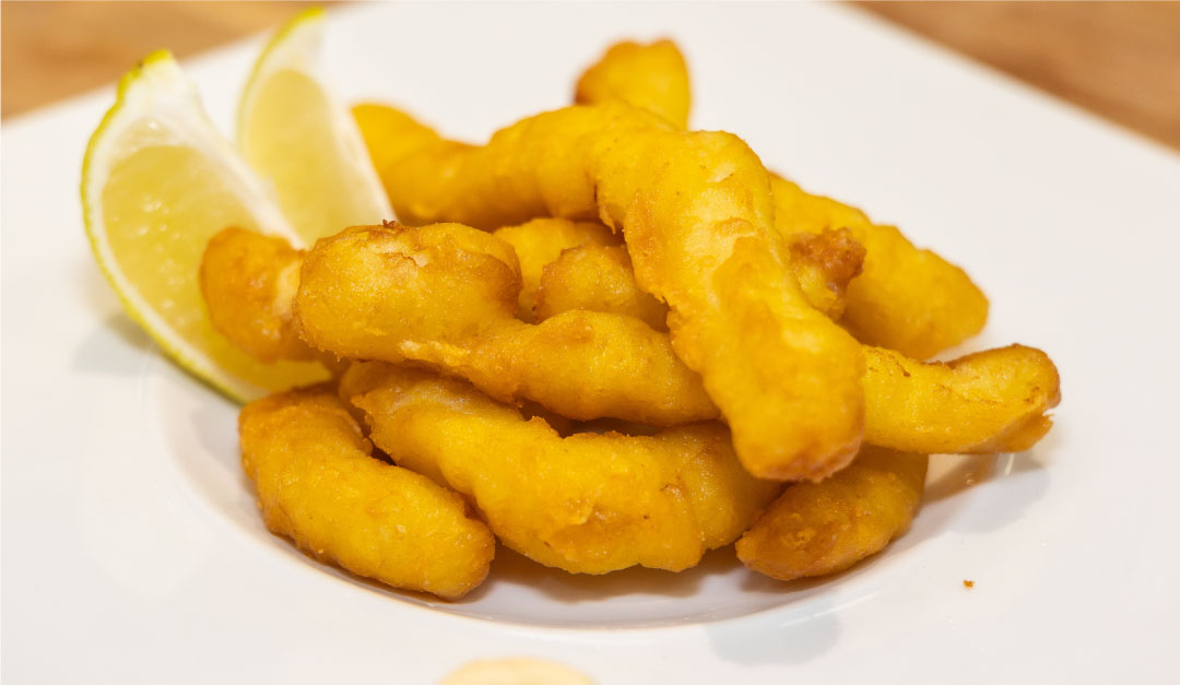 rabas de potón rebozadas